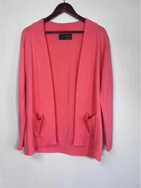 Angora Cardigan Sweater Women's Large Coral